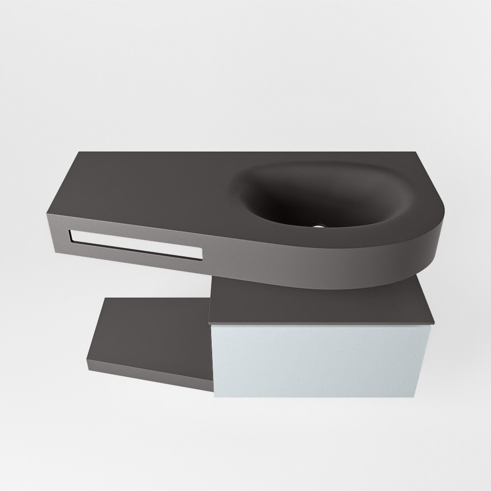 MONDIAZ RIVA 100cm mueble de baño / estante color Clay con 1 cajón. Lavabo DULCET Derecho sin orificio, color Dark Grey. - Imagen 6