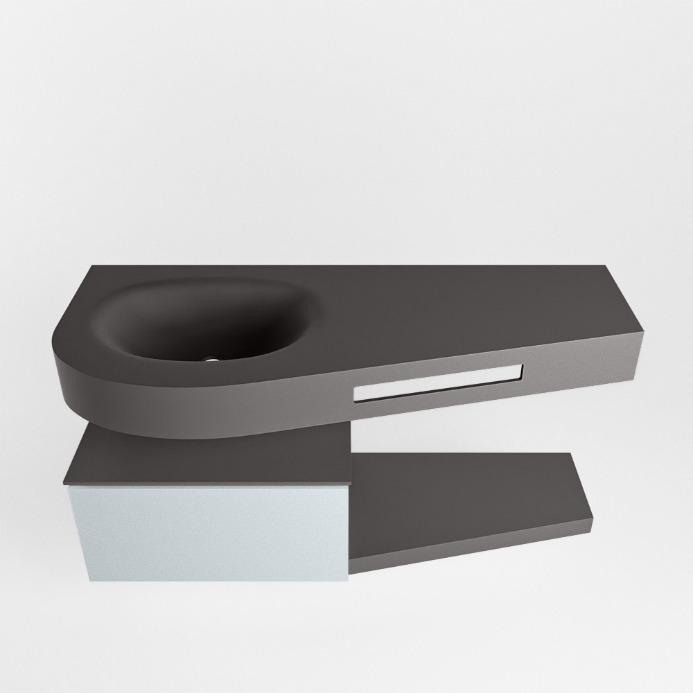 MONDIAZ RIVA 120cm mueble de baño / estante color Clay con 1 cajón. Lavabo DULCET Izquierda 1 orificio, color Dark Grey. 6 MONDIAZ RIVA 120cm mueble de baño / estante color Clay con 1 cajón. Lavabo DULCET Izquierda 1 orificio, color Dark Grey. - Imagen 6