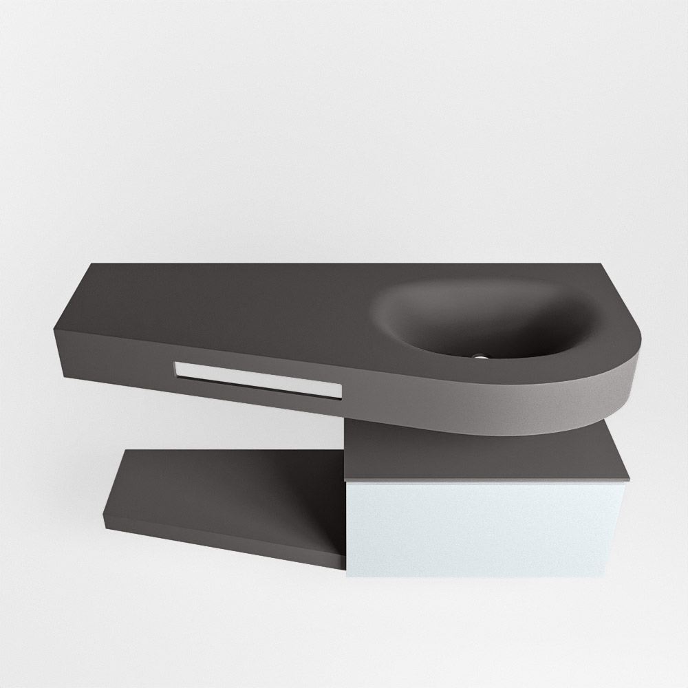 MONDIAZ RIVA 120cm mueble de baño / estante color Clay con 1 cajón. Lavabo DULCET Derecho 1 orificio, color Dark Grey. - Imagen 6