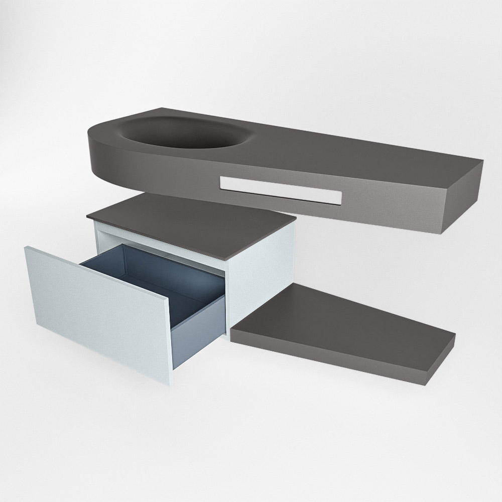 MONDIAZ RIVA 120cm mueble de baño / estante color Clay con 1 cajón. Lavabo DULCET Izquierda 1 orificio, color Dark Grey. 5 MONDIAZ RIVA 120cm mueble de baño / estante color Clay con 1 cajón. Lavabo DULCET Izquierda 1 orificio, color Dark Grey. - Imagen 5