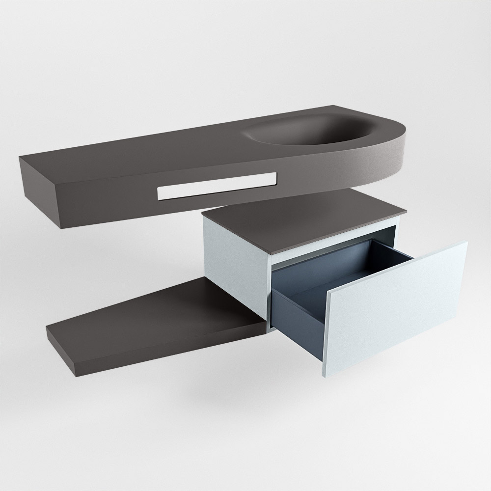 MONDIAZ RIVA 120cm mueble de baño / estante color Clay con 1 cajón. Lavabo DULCET Derecho 1 orificio, color Dark Grey. - Imagen 5