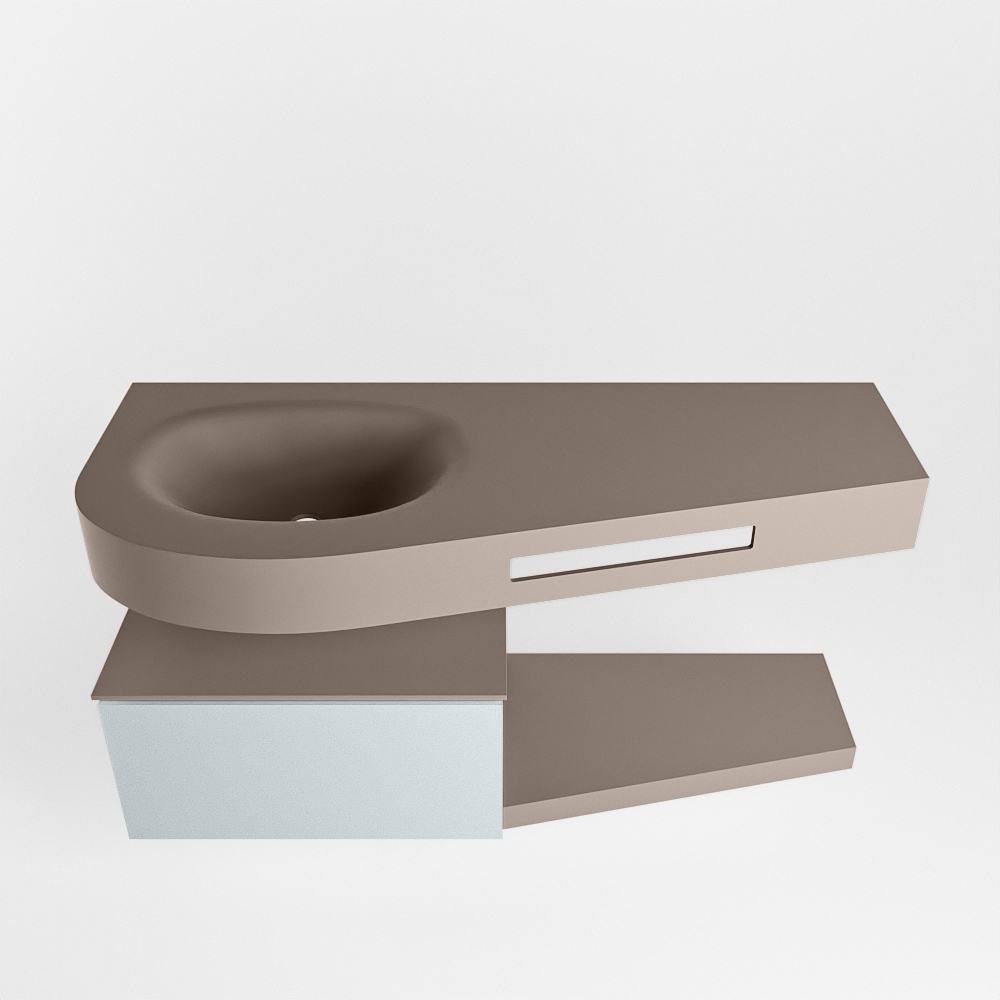 MONDIAZ RIVA 120cm mueble de baño / estante color Clay con 1 cajón. Lavabo DULCET Izquierda sin orificio, color Smoke. 6 MONDIAZ RIVA 120cm mueble de baño / estante color Clay con 1 cajón. Lavabo DULCET Izquierda sin orificio, color Smoke. - Imagen 6