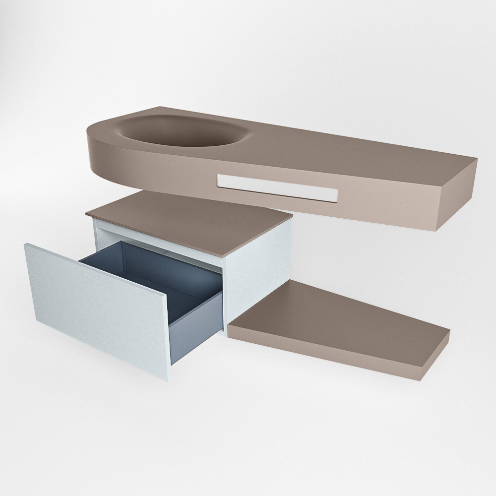 MONDIAZ RIVA 120cm mueble de baño / estante color Clay con 1 cajón. Lavabo DULCET Izquierda 1 orificio, color Smoke. 5 MONDIAZ RIVA 120cm mueble de baño / estante color Clay con 1 cajón. Lavabo DULCET Izquierda 1 orificio, color Smoke. - Imagen 5