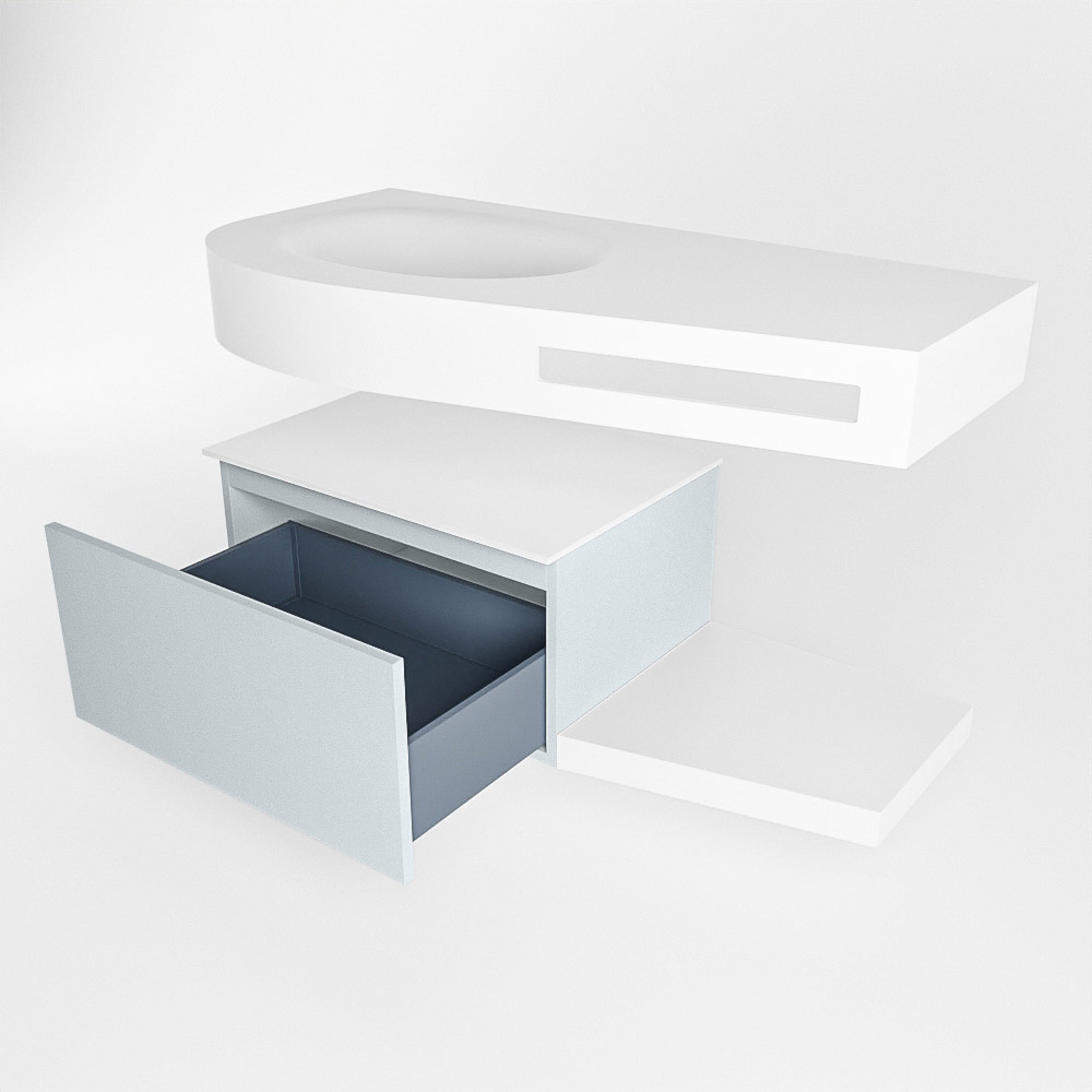 MONDIAZ RIVA 100cm mueble de baño / estante color Clay con 1 cajón. Lavabo DULCET Izquierda sin orificio, color Talc. 5 MONDIAZ RIVA 100cm mueble de baño / estante color Clay con 1 cajón. Lavabo DULCET Izquierda sin orificio, color Talc. - Imagen 5