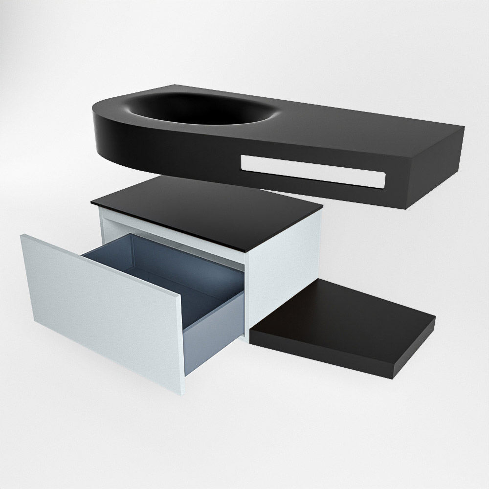 MONDIAZ RIVA 100cm mueble de baño / estante color Clay con 1 cajón. Lavabo DULCET Izquierda 1 orificio, color Urban. 6 MONDIAZ RIVA 100cm mueble de baño / estante color Clay con 1 cajón. Lavabo DULCET Izquierda 1 orificio, color Urban. - Imagen 6
