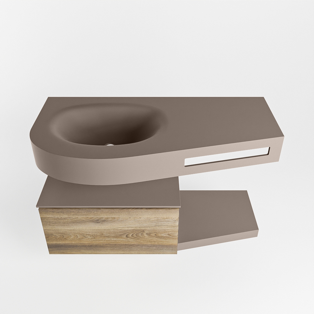 MONDIAZ RIVA 100cm mueble de baño / estante color Dark Brown Grey con 1 cajón. Lavabo DULCET Izquierda 1 orificio, color Smoke. 6 MONDIAZ RIVA 100cm mueble de baño / estante color Dark Brown Grey con 1 cajón. Lavabo DULCET Izquierda 1 orificio, color Smoke. - Imagen 6