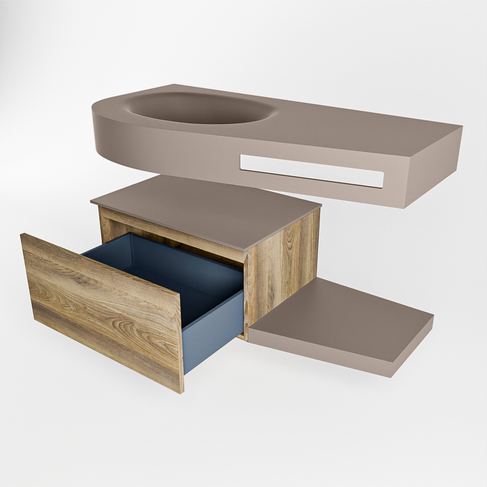 MONDIAZ RIVA 100cm mueble de baño / estante color Dark Brown Grey con 1 cajón. Lavabo DULCET Izquierda 1 orificio, color Smoke. 5 MONDIAZ RIVA 100cm mueble de baño / estante color Dark Brown Grey con 1 cajón. Lavabo DULCET Izquierda 1 orificio, color Smoke. - Imagen 5