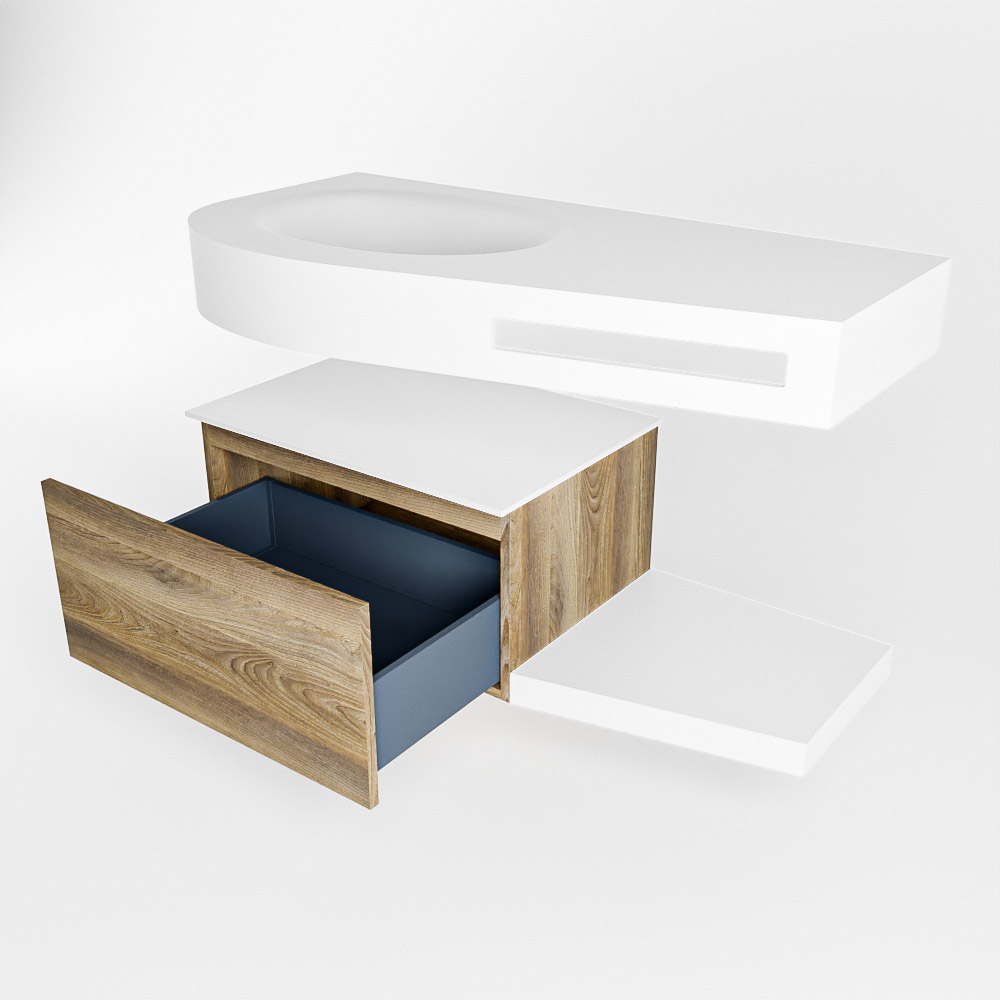 MONDIAZ RIVA 100cm mueble de baño / estante color Dark Brown Grey con 1 cajón. Lavabo DULCET Izquierda sin orificio, color Talc. 5 MONDIAZ RIVA 100cm mueble de baño / estante color Dark Brown Grey con 1 cajón. Lavabo DULCET Izquierda sin orificio, color Talc. - Imagen 5