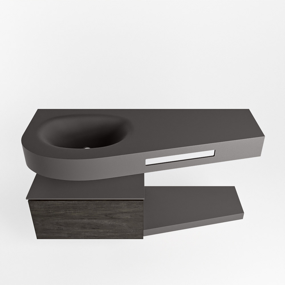 MONDIAZ RIVA 120cm mueble de baño / estante color Dark Brown con 1 cajón. Lavabo DULCET Izquierda sin orificio, color Dark Grey. 6 MONDIAZ RIVA 120cm mueble de baño / estante color Dark Brown con 1 cajón. Lavabo DULCET Izquierda sin orificio, color Dark Grey. - Imagen 6