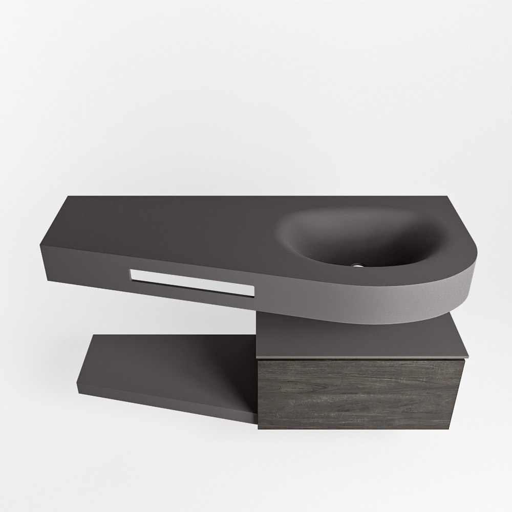 MONDIAZ RIVA 120cm mueble de baño / estante color Dark Brown con 1 cajón. Lavabo DULCET Derecho sin orificio, color Dark Grey. 6 MONDIAZ RIVA 120cm mueble de baño / estante color Dark Brown con 1 cajón. Lavabo DULCET Derecho sin orificio, color Dark Grey. - Imagen 6