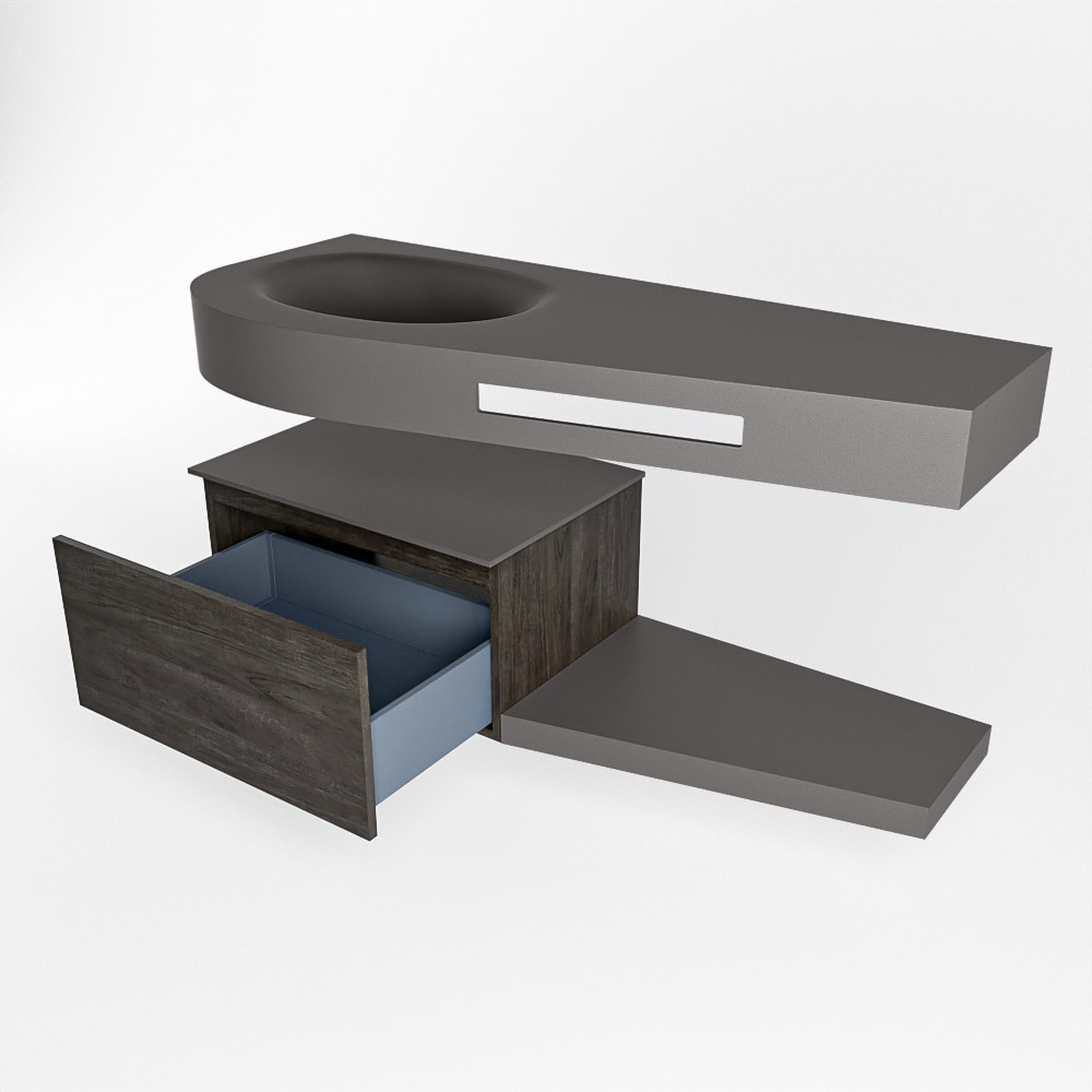MONDIAZ RIVA 120cm mueble de baño / estante color Dark Brown con 1 cajón. Lavabo DULCET Izquierda sin orificio, color Dark Grey. 5 MONDIAZ RIVA 120cm mueble de baño / estante color Dark Brown con 1 cajón. Lavabo DULCET Izquierda sin orificio, color Dark Grey. - Imagen 5