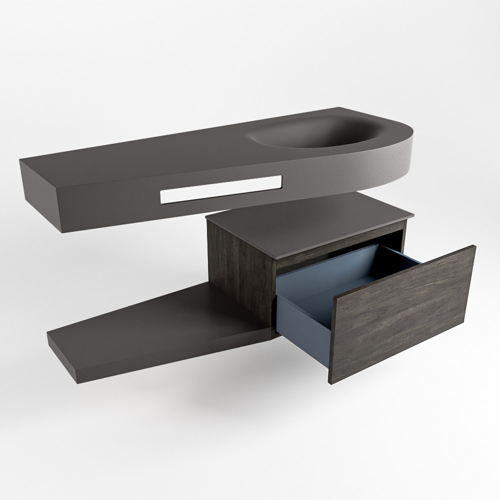 MONDIAZ RIVA 120cm mueble de baño / estante color Dark Brown con 1 cajón. Lavabo DULCET Derecho sin orificio, color Dark Grey. 5 MONDIAZ RIVA 120cm mueble de baño / estante color Dark Brown con 1 cajón. Lavabo DULCET Derecho sin orificio, color Dark Grey. - Imagen 5