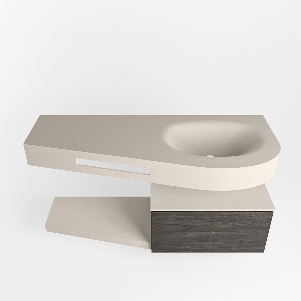MONDIAZ RIVA 120cm mueble de baño / estante color Dark Brown con 1 cajón. Lavabo DULCET Derecho 1 orificio, color Linen. 6 MONDIAZ RIVA 120cm mueble de baño / estante color Dark Brown con 1 cajón. Lavabo DULCET Derecho 1 orificio, color Linen. - Imagen 6