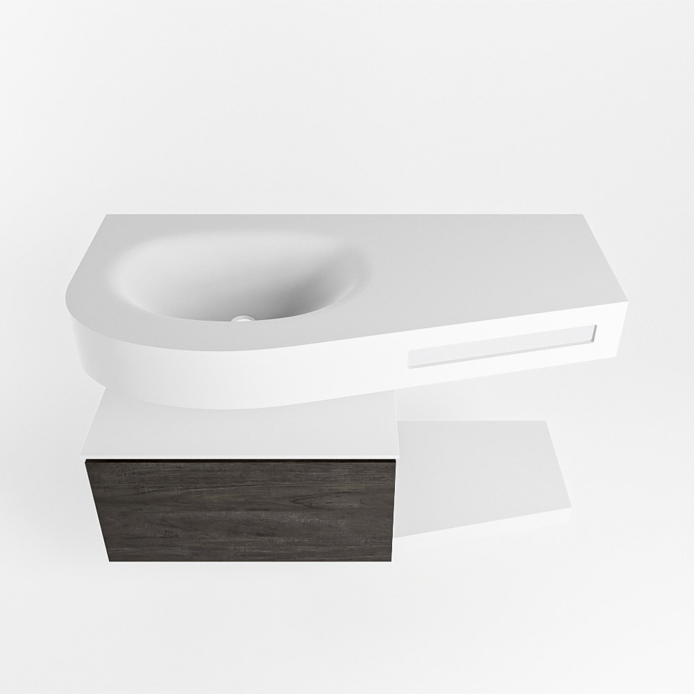 MONDIAZ RIVA 100cm mueble de baño / estante color Dark Brown con 1 cajón. Lavabo DULCET Izquierda 1 orificio, color Talc. - Imagen 6