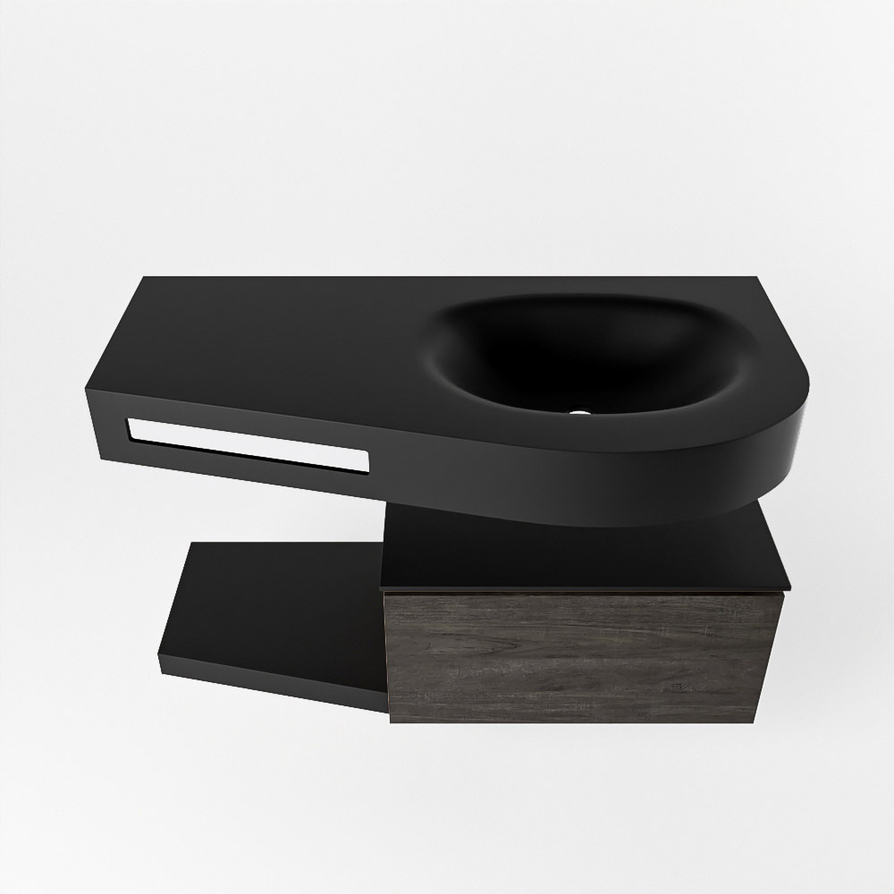 MONDIAZ RIVA 100cm mueble de baño / estante color Dark Brown con 1 cajón. Lavabo DULCET Derecho sin orificio, color Urban. 6 MONDIAZ RIVA 100cm mueble de baño / estante color Dark Brown con 1 cajón. Lavabo DULCET Derecho sin orificio, color Urban. - Imagen 6