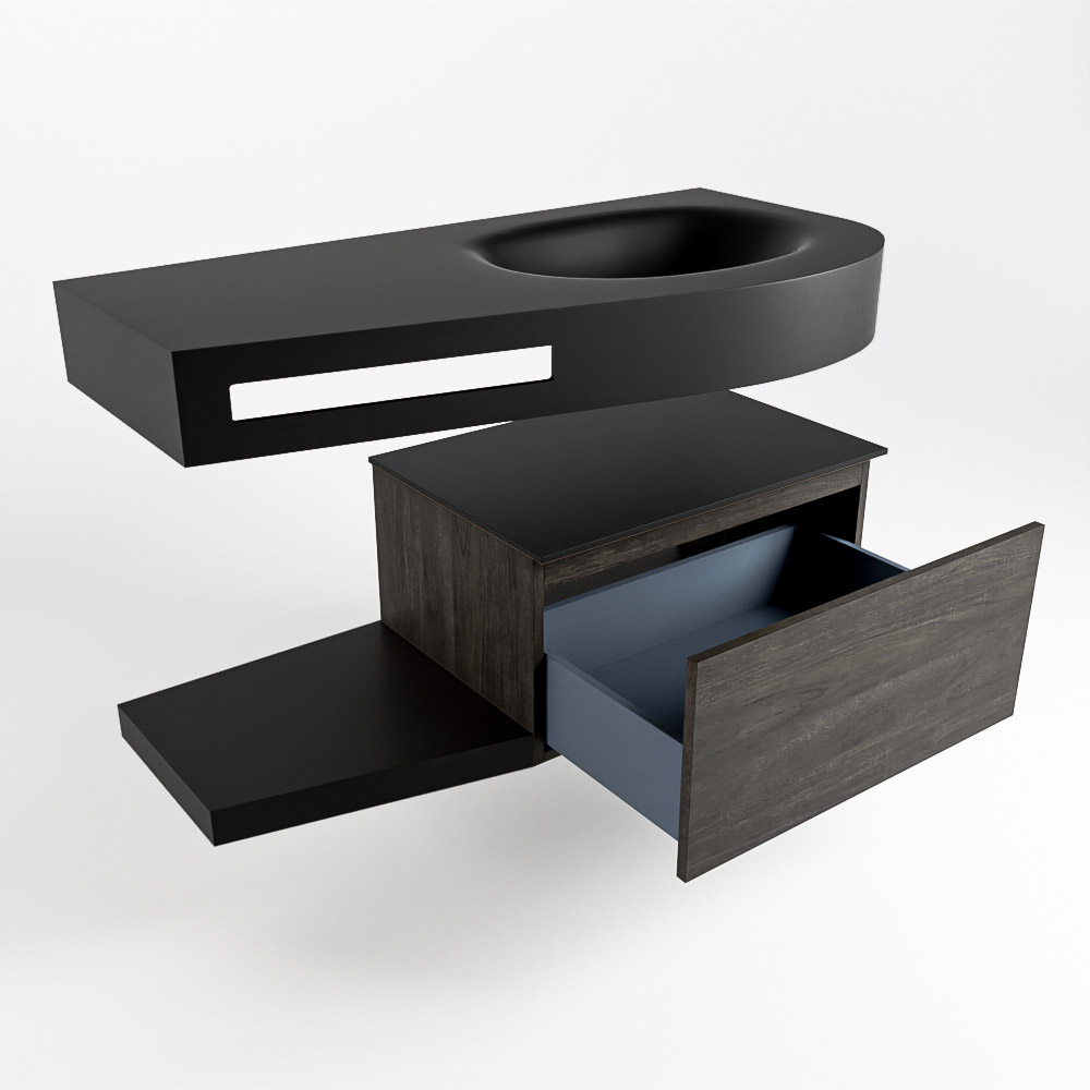 MONDIAZ RIVA 100cm mueble de baño / estante color Dark Brown con 1 cajón. Lavabo DULCET Derecho sin orificio, color Urban. 5 MONDIAZ RIVA 100cm mueble de baño / estante color Dark Brown con 1 cajón. Lavabo DULCET Derecho sin orificio, color Urban. - Imagen 5