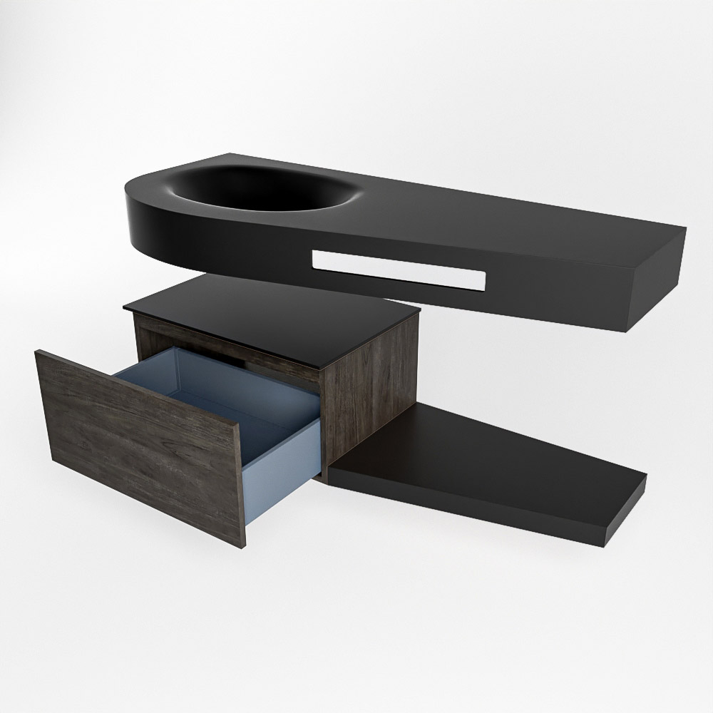 MONDIAZ RIVA 120cm mueble de baño / estante color Dark Brown con 1 cajón. Lavabo DULCET Izquierda sin orificio, color Urban. 5 MONDIAZ RIVA 120cm mueble de baño / estante color Dark Brown con 1 cajón. Lavabo DULCET Izquierda sin orificio, color Urban. - Imagen 5