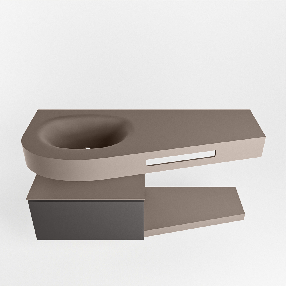 MONDIAZ RIVA 120cm mueble de baño / estante color Dark Grey con 1 cajón. Lavabo DULCET Izquierda sin orificio, color Smoke. - Imagen 6