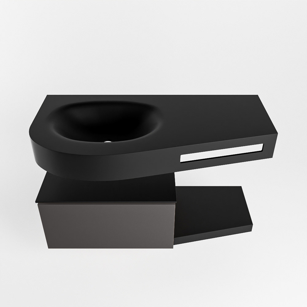 MONDIAZ RIVA 100cm mueble de baño / estante color Dark Grey con 1 cajón. Lavabo DULCET Izquierda sin orificio, color Urban. - Imagen 6