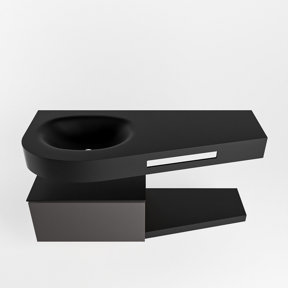 MONDIAZ RIVA 120cm mueble de baño / estante color Dark Grey con 1 cajón. Lavabo DULCET Izquierda sin orificio, color Urban. - Imagen 6