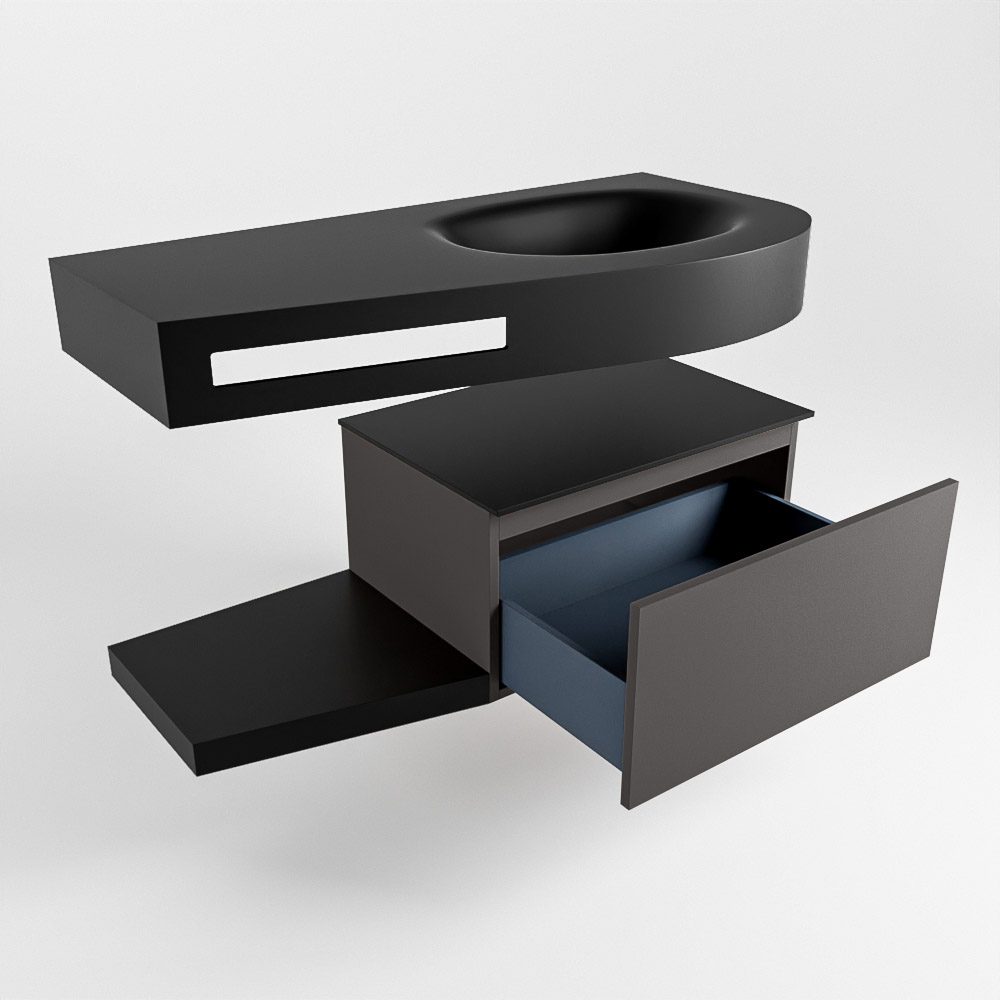MONDIAZ RIVA 100cm mueble de baño / estante color Dark Grey con 1 cajón. Lavabo DULCET Derecho sin orificio, color Urban. 5 MONDIAZ RIVA 100cm mueble de baño / estante color Dark Grey con 1 cajón. Lavabo DULCET Derecho sin orificio, color Urban. - Imagen 5
