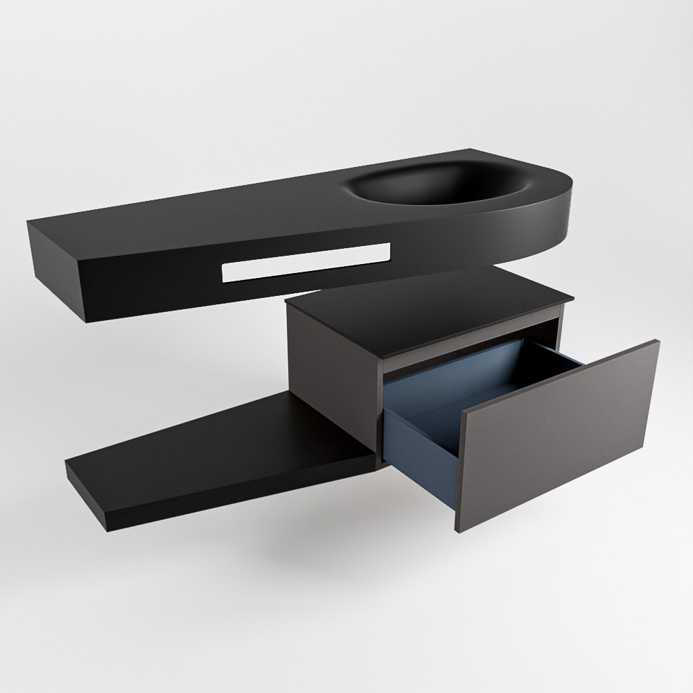 MONDIAZ RIVA 120cm mueble de baño / estante color Dark Grey con 1 cajón. Lavabo DULCET Derecho sin orificio, color Urban. - Imagen 5