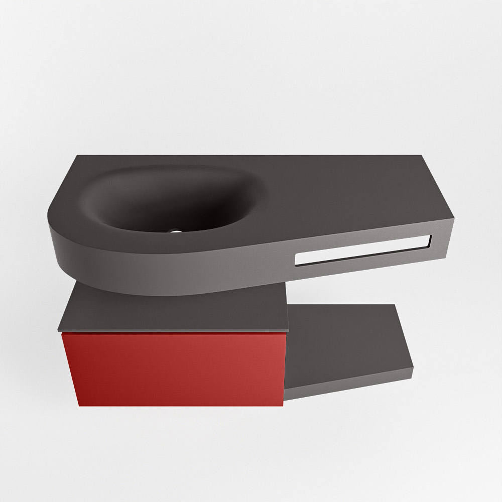 MONDIAZ RIVA 100cm mueble de baño / estante color Fire con 1 cajón. Lavabo DULCET Izquierda sin orificio, color Dark Grey. 6 MONDIAZ RIVA 100cm mueble de baño / estante color Fire con 1 cajón. Lavabo DULCET Izquierda sin orificio, color Dark Grey. - Imagen 6