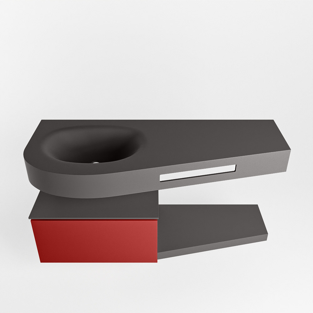 MONDIAZ RIVA 120cm mueble de baño / estante color Fire con 1 cajón. Lavabo DULCET Izquierda sin orificio, color Dark Grey. 6 MONDIAZ RIVA 120cm mueble de baño / estante color Fire con 1 cajón. Lavabo DULCET Izquierda sin orificio, color Dark Grey. - Imagen 6