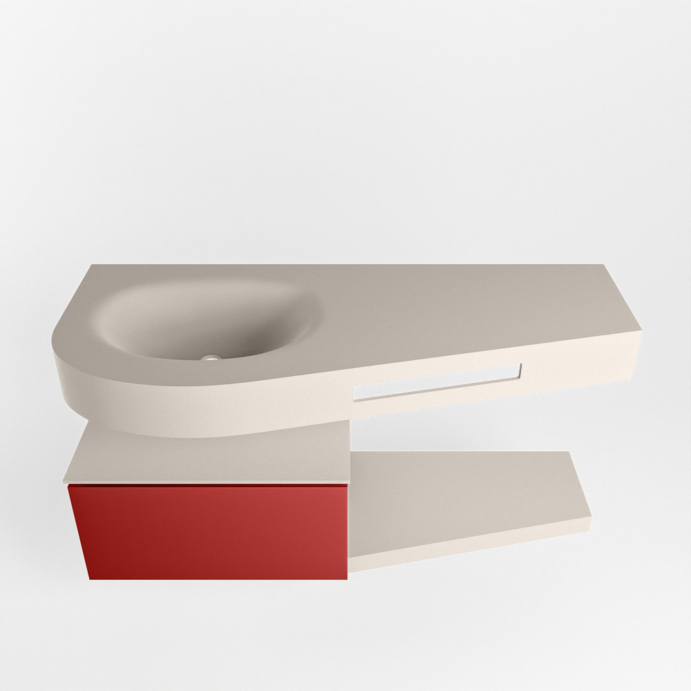MONDIAZ RIVA 120cm mueble de baño / estante color Fire con 1 cajón. Lavabo DULCET Izquierda sin orificio, color Linen. 6 MONDIAZ RIVA 120cm mueble de baño / estante color Fire con 1 cajón. Lavabo DULCET Izquierda sin orificio, color Linen. - Imagen 6