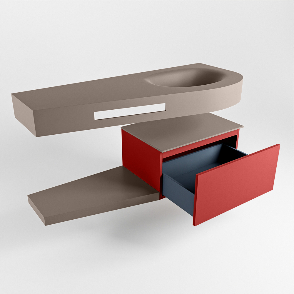 MONDIAZ RIVA 120cm mueble de baño / estante color Fire con 1 cajón. Lavabo DULCET Derecho 1 orificio, color Smoke. 5 MONDIAZ RIVA 120cm mueble de baño / estante color Fire con 1 cajón. Lavabo DULCET Derecho 1 orificio, color Smoke. - Imagen 5