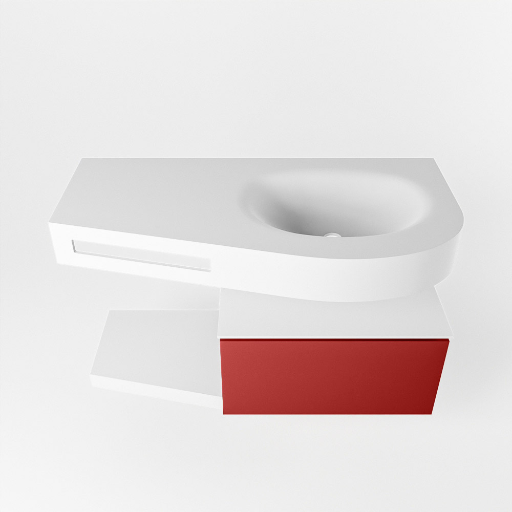 MONDIAZ RIVA 100cm mueble de baño / estante color Fire con 1 cajón. Lavabo DULCET Derecho 1 orificio, color Talc. 6 MONDIAZ RIVA 100cm mueble de baño / estante color Fire con 1 cajón. Lavabo DULCET Derecho 1 orificio, color Talc. - Imagen 6