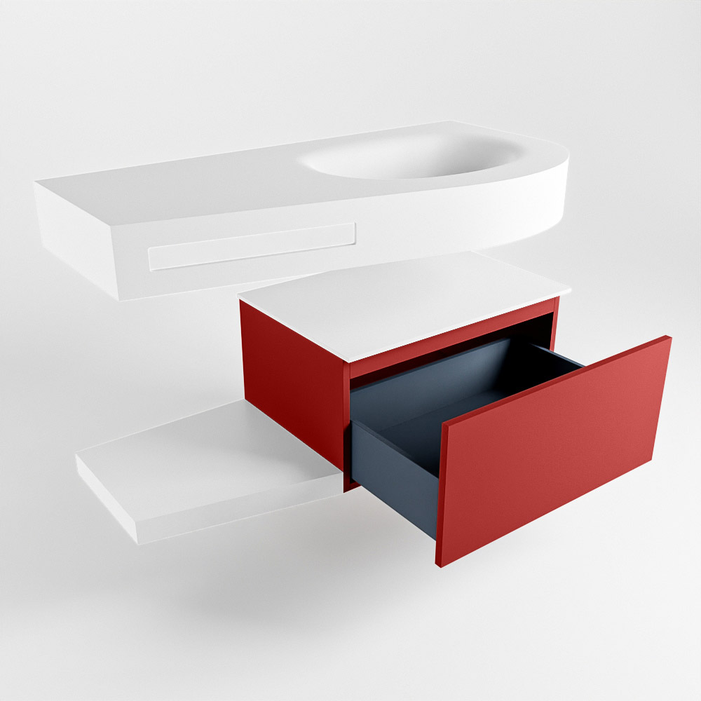 MONDIAZ RIVA 100cm mueble de baño / estante color Fire con 1 cajón. Lavabo DULCET Derecho 1 orificio, color Talc. 5 MONDIAZ RIVA 100cm mueble de baño / estante color Fire con 1 cajón. Lavabo DULCET Derecho 1 orificio, color Talc. - Imagen 5