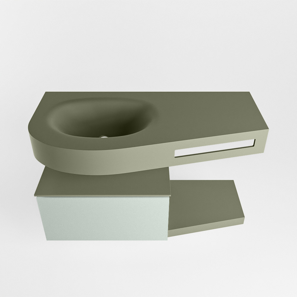 MONDIAZ RIVA 100cm mueble de baño / estante color Greey con 1 cajón. Lavabo DULCET Izquierda 1 orificio, color Army. 6 MONDIAZ RIVA 100cm mueble de baño / estante color Greey con 1 cajón. Lavabo DULCET Izquierda 1 orificio, color Army. - Imagen 6