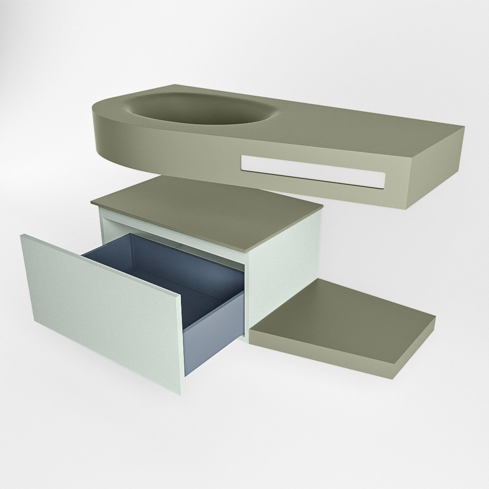 MONDIAZ RIVA 100cm mueble de baño / estante color Greey con 1 cajón. Lavabo DULCET Izquierda 1 orificio, color Army. 5 MONDIAZ RIVA 100cm mueble de baño / estante color Greey con 1 cajón. Lavabo DULCET Izquierda 1 orificio, color Army. - Imagen 5