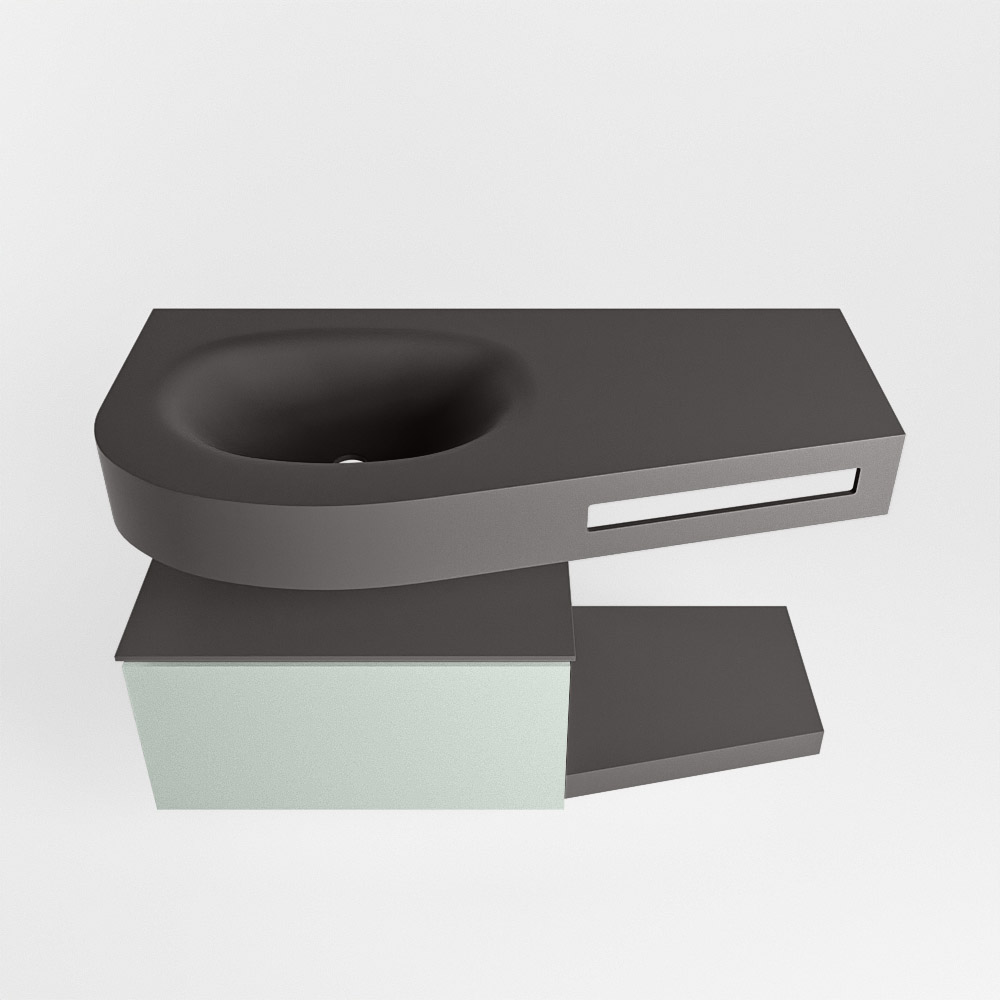 MONDIAZ RIVA 100cm mueble de baño / estante color Greey con 1 cajón. Lavabo DULCET Izquierda sin orificio, color Dark Grey. - Imagen 6