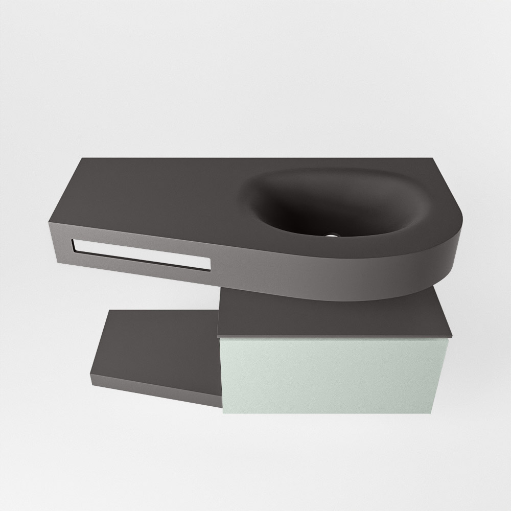 MONDIAZ RIVA 100cm mueble de baño / estante color Greey con 1 cajón. Lavabo DULCET Derecho 1 orificio, color Dark Grey. - Imagen 6