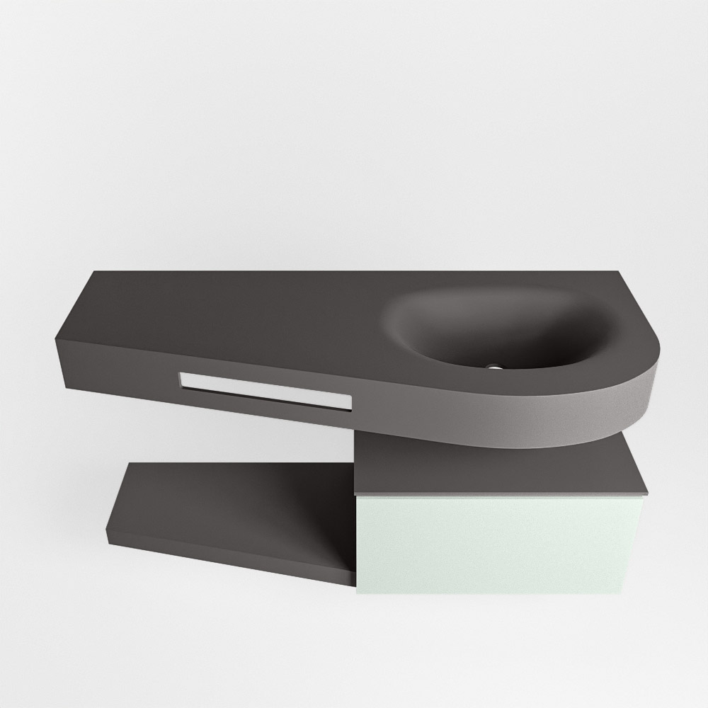 MONDIAZ RIVA 120cm mueble de baño / estante color Greey con 1 cajón. Lavabo DULCET Derecho sin orificio, color Dark Grey. - Imagen 6