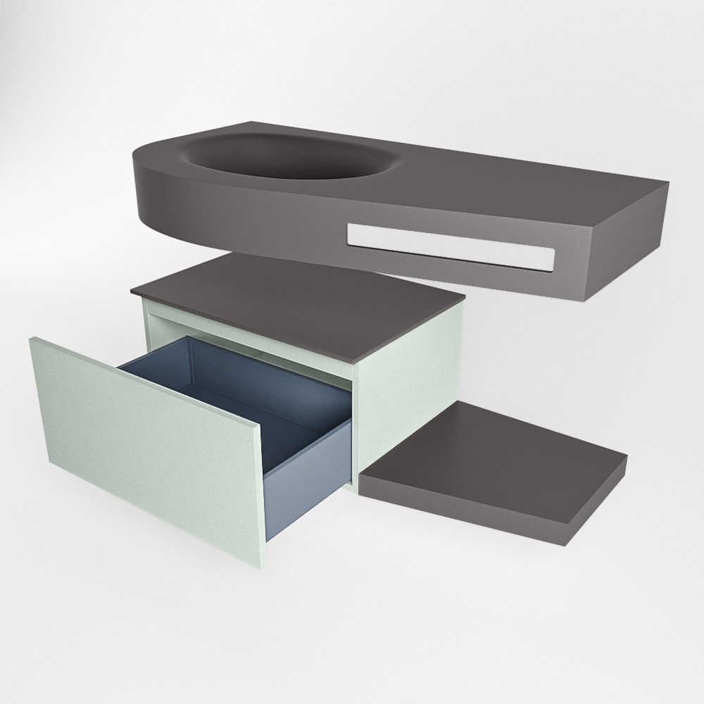 MONDIAZ RIVA 100cm mueble de baño / estante color Greey con 1 cajón. Lavabo DULCET Izquierda 1 orificio, color Dark Grey. 5 MONDIAZ RIVA 100cm mueble de baño / estante color Greey con 1 cajón. Lavabo DULCET Izquierda 1 orificio, color Dark Grey. - Imagen 5