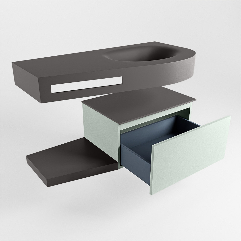 MONDIAZ RIVA 100cm mueble de baño / estante color Greey con 1 cajón. Lavabo DULCET Derecho 1 orificio, color Dark Grey. - Imagen 5