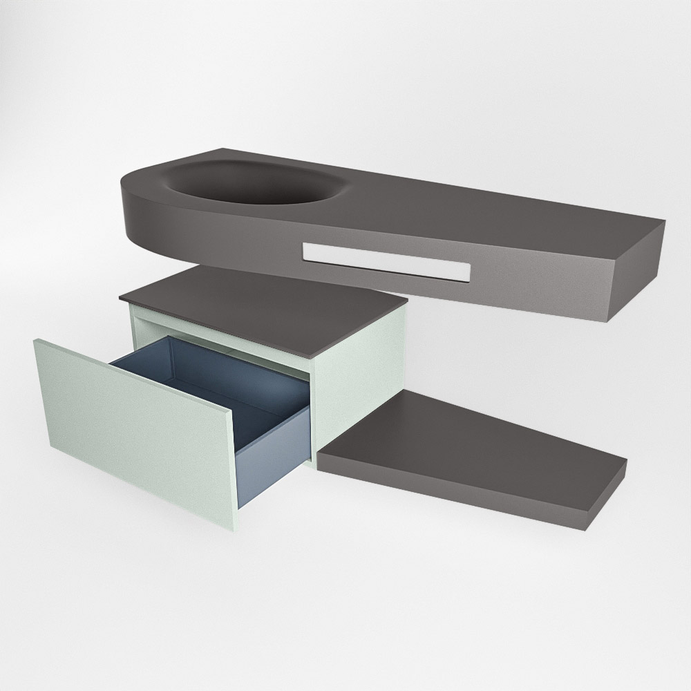 MONDIAZ RIVA 120cm mueble de baño / estante color Greey con 1 cajón. Lavabo DULCET Izquierda 1 orificio, color Dark Grey. 5 MONDIAZ RIVA 120cm mueble de baño / estante color Greey con 1 cajón. Lavabo DULCET Izquierda 1 orificio, color Dark Grey. - Imagen 5