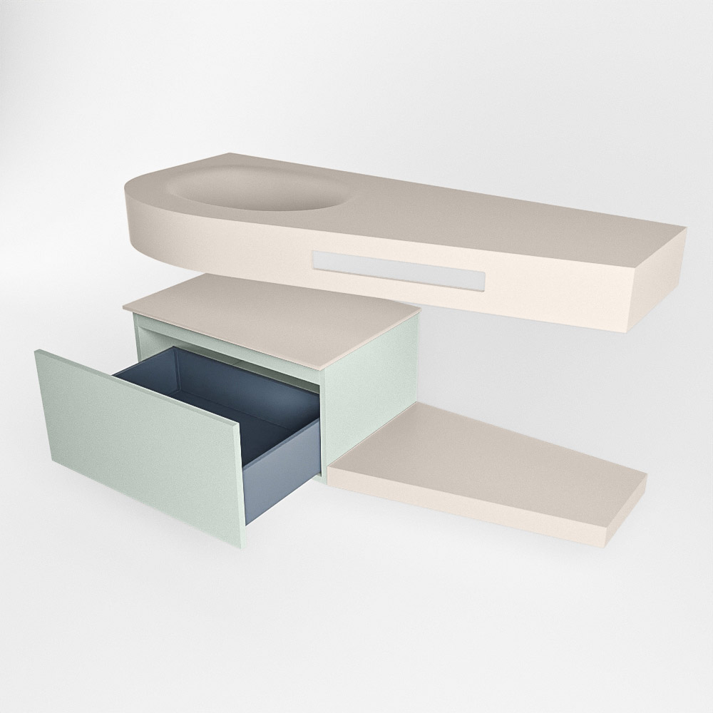 MONDIAZ RIVA 120cm mueble de baño / estante color Greey con 1 cajón. Lavabo DULCET Izquierda sin orificio, color Linen. 5 MONDIAZ RIVA 120cm mueble de baño / estante color Greey con 1 cajón. Lavabo DULCET Izquierda sin orificio, color Linen. - Imagen 5