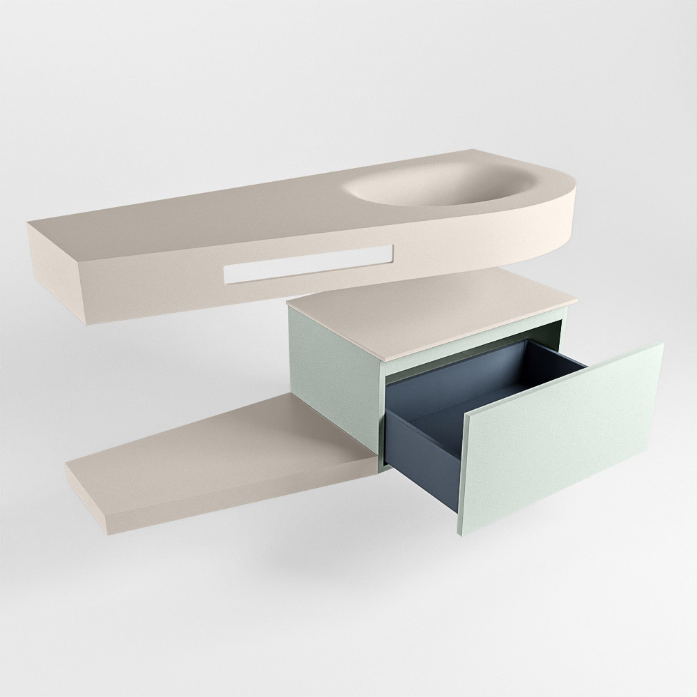 MONDIAZ RIVA 120cm mueble de baño / estante color Greey con 1 cajón. Lavabo DULCET Derecho sin orificio, color Linen. 5 MONDIAZ RIVA 120cm mueble de baño / estante color Greey con 1 cajón. Lavabo DULCET Derecho sin orificio, color Linen. - Imagen 5