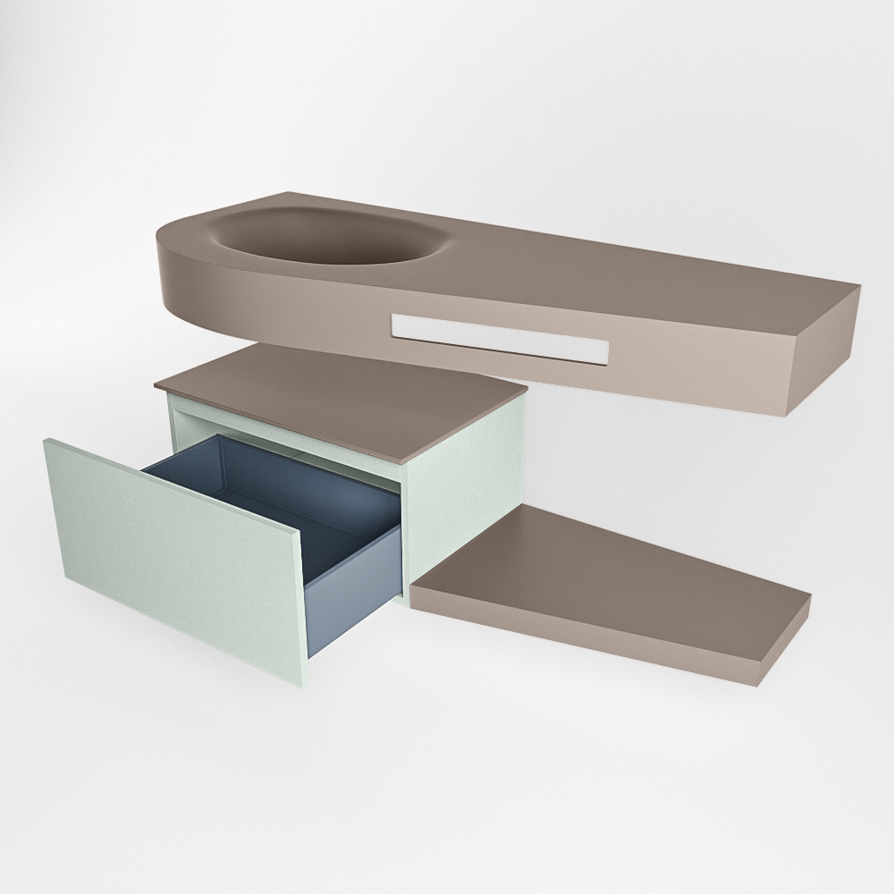MONDIAZ RIVA 120cm mueble de baño / estante color Greey con 1 cajón. Lavabo DULCET Izquierda sin orificio, color Smoke. 5 MONDIAZ RIVA 120cm mueble de baño / estante color Greey con 1 cajón. Lavabo DULCET Izquierda sin orificio, color Smoke. - Imagen 5