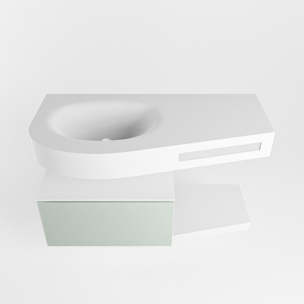 MONDIAZ RIVA 100cm mueble de baño / estante color Greey con 1 cajón. Lavabo DULCET Izquierda sin orificio, color Talc. 6 MONDIAZ RIVA 100cm mueble de baño / estante color Greey con 1 cajón. Lavabo DULCET Izquierda sin orificio, color Talc. - Imagen 6