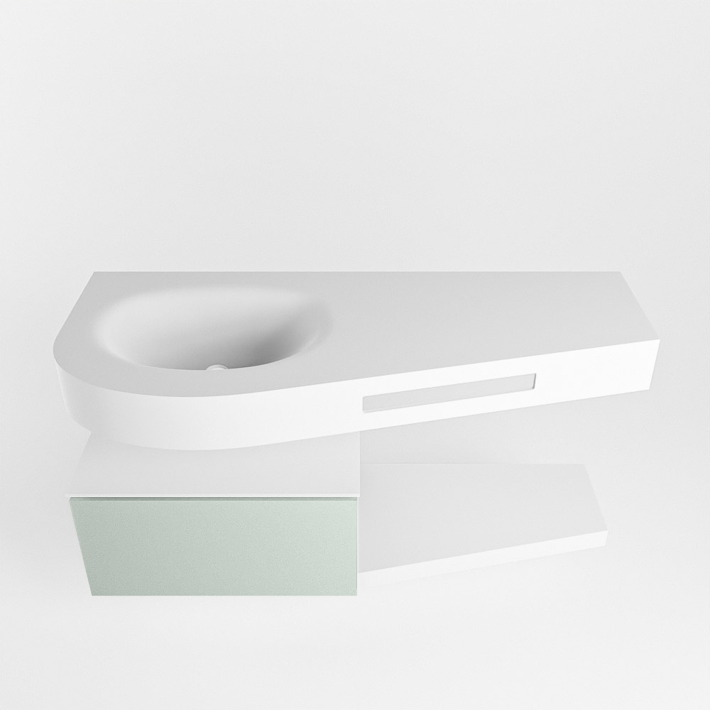 MONDIAZ RIVA 120cm mueble de baño / estante color Greey con 1 cajón. Lavabo DULCET Izquierda 1 orificio, color Talc. 6 MONDIAZ RIVA 120cm mueble de baño / estante color Greey con 1 cajón. Lavabo DULCET Izquierda 1 orificio, color Talc. - Imagen 6