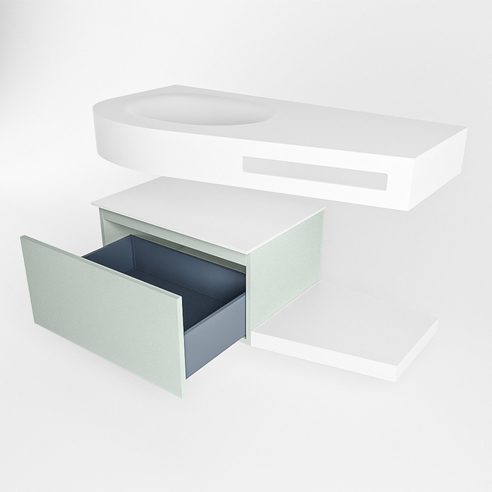 MONDIAZ RIVA 100cm mueble de baño / estante color Greey con 1 cajón. Lavabo DULCET Izquierda sin orificio, color Talc. 5 MONDIAZ RIVA 100cm mueble de baño / estante color Greey con 1 cajón. Lavabo DULCET Izquierda sin orificio, color Talc. - Imagen 5