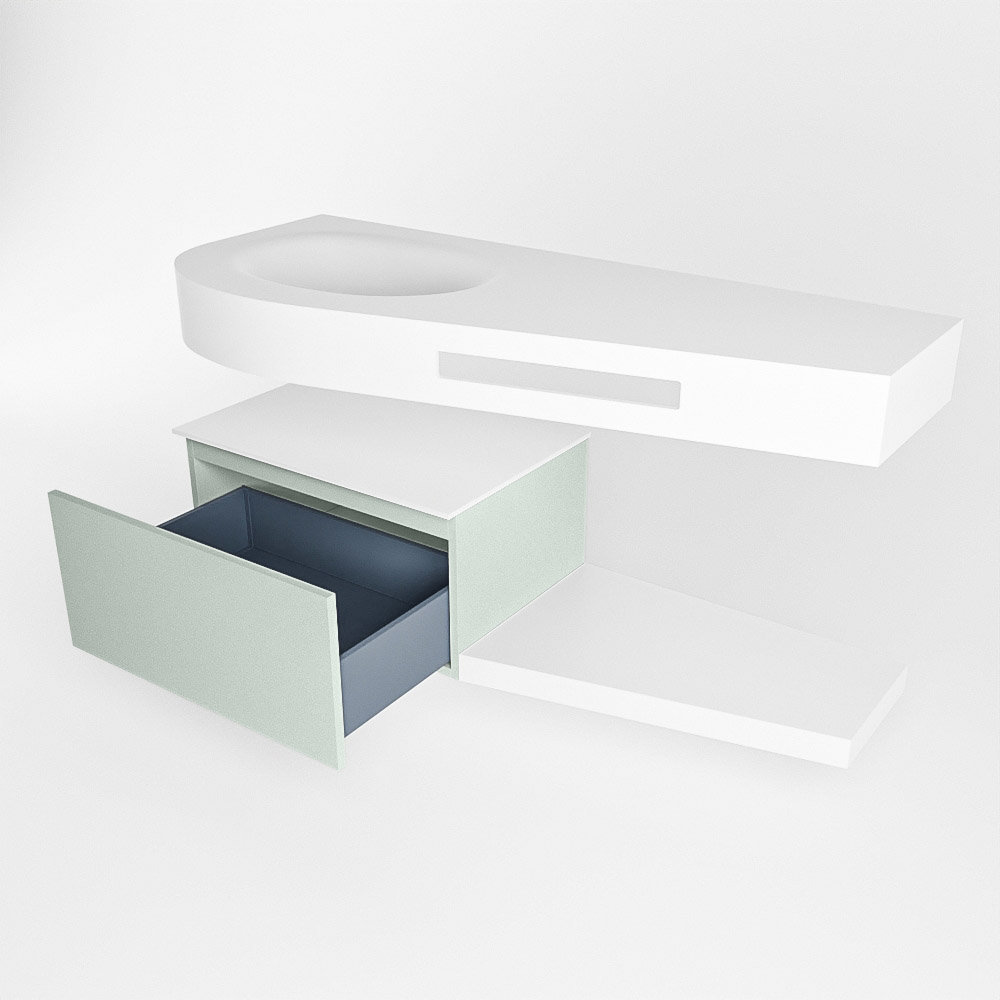 MONDIAZ RIVA 120cm mueble de baño / estante color Greey con 1 cajón. Lavabo DULCET Izquierda 1 orificio, color Talc. 5 MONDIAZ RIVA 120cm mueble de baño / estante color Greey con 1 cajón. Lavabo DULCET Izquierda 1 orificio, color Talc. - Imagen 5