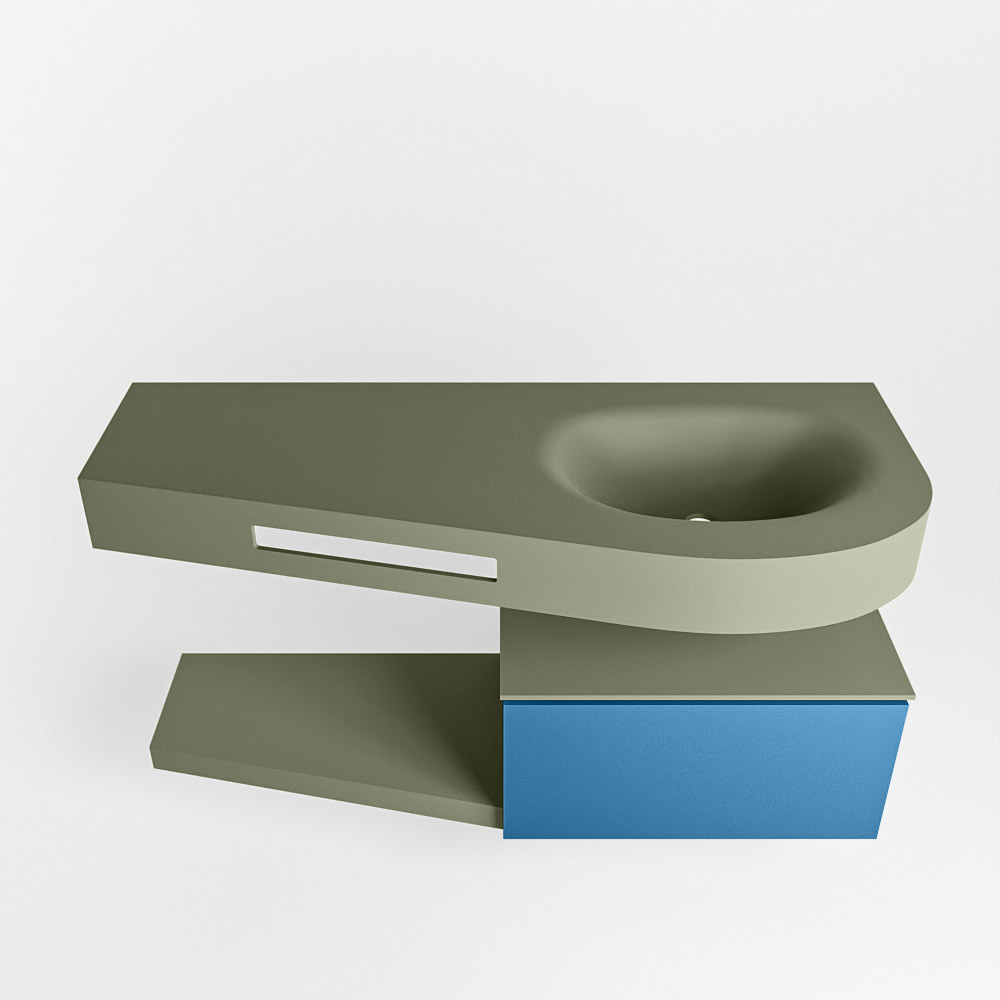 MONDIAZ RIVA 120cm mueble de baño / estante color Jeans con 1 cajón. Lavabo DULCET Derecho sin orificio, color Army. 6 MONDIAZ RIVA 120cm mueble de baño / estante color Jeans con 1 cajón. Lavabo DULCET Derecho sin orificio, color Army. - Imagen 6