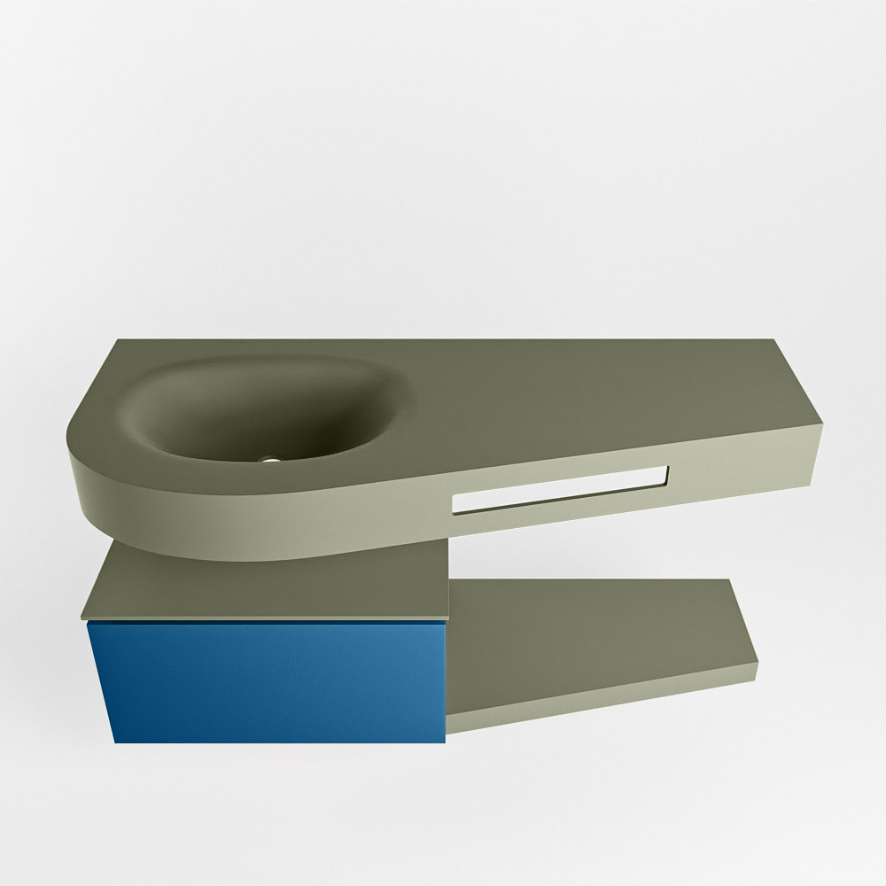 MONDIAZ RIVA 120cm mueble de baño / estante color Jeans con 1 cajón. Lavabo DULCET Izquierda 1 orificio, color Army. 6 MONDIAZ RIVA 120cm mueble de baño / estante color Jeans con 1 cajón. Lavabo DULCET Izquierda 1 orificio, color Army. - Imagen 6