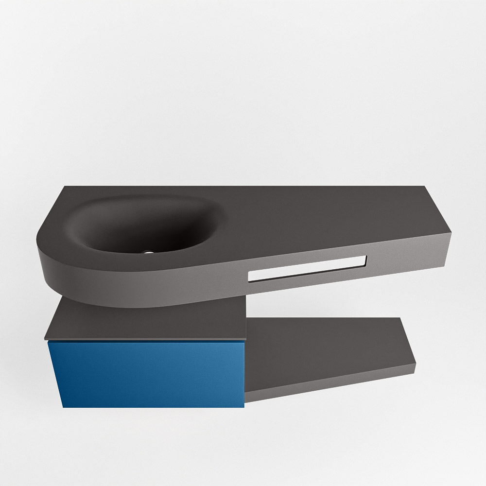 MONDIAZ RIVA 120cm mueble de baño / estante color Jeans con 1 cajón. Lavabo DULCET Izquierda sin orificio, color Dark Grey. 6 MONDIAZ RIVA 120cm mueble de baño / estante color Jeans con 1 cajón. Lavabo DULCET Izquierda sin orificio, color Dark Grey. - Imagen 6